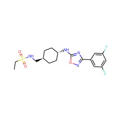 CCS(=O)(=O)NC[C@H]1CC[C@H](Nc2nc(-c3cc(F)cc(F)c3)no2)CC1 ZINC000261178298