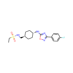 CCS(=O)(=O)NC[C@H]1CC[C@H](Nc2nc(-c3ccc(F)cc3)no2)CC1 ZINC000261166247