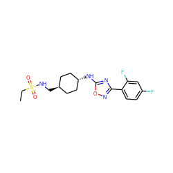 CCS(=O)(=O)NC[C@H]1CC[C@H](Nc2nc(-c3ccc(F)cc3F)no2)CC1 ZINC000261146728