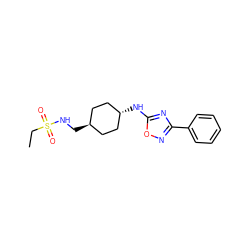 CCS(=O)(=O)NC[C@H]1CC[C@H](Nc2nc(-c3ccccc3)no2)CC1 ZINC000261170552