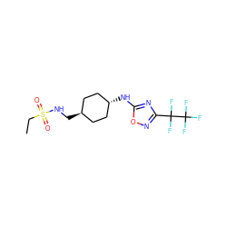 CCS(=O)(=O)NC[C@H]1CC[C@H](Nc2nc(C(F)(F)C(F)(F)F)no2)CC1 ZINC000261161055