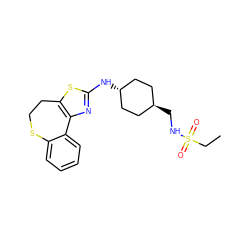 CCS(=O)(=O)NC[C@H]1CC[C@H](Nc2nc3c(s2)CCSc2ccccc2-3)CC1 ZINC000261130041