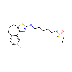 CCS(=O)(=O)NCCCCCNc1nc2c(s1)CCCc1ccc(F)cc1-2 ZINC000034011210