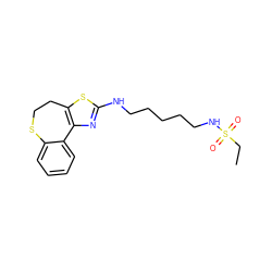 CCS(=O)(=O)NCCCCCNc1nc2c(s1)CCSc1ccccc1-2 ZINC000072122901