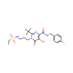 CCS(=O)(=O)NCCCn1c(C(C)(C)C)nc(C(=O)NCc2ccc(F)cc2)c(O)c1=O ZINC000096940406