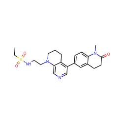 CCS(=O)(=O)NCCN1CCCc2c(-c3ccc4c(c3)CCC(=O)N4C)cncc21 ZINC000204995570