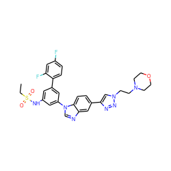 CCS(=O)(=O)Nc1cc(-c2ccc(F)cc2F)cc(-n2cnc3cc(-c4cn(CCN5CCOCC5)nn4)ccc32)c1 ZINC001772643564