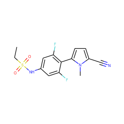 CCS(=O)(=O)Nc1cc(F)c(-c2ccc(C#N)n2C)c(F)c1 ZINC000034949558