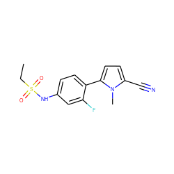 CCS(=O)(=O)Nc1ccc(-c2ccc(C#N)n2C)c(F)c1 ZINC000034948927