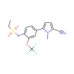 CCS(=O)(=O)Nc1ccc(-c2ccc(C#N)n2C)cc1OC(F)(F)F ZINC000034949256