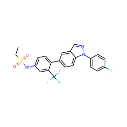 CCS(=O)(=O)Nc1ccc(-c2ccc3c(cnn3-c3ccc(F)cc3)c2)c(C(F)(F)F)c1 ZINC000049035686