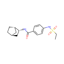 CCS(=O)(=O)Nc1ccc(C(=O)N[C@@H]2C[C@H]3CC[C@H]2C3)cc1 ZINC000107991193