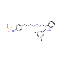 CCS(=O)(=O)Nc1ccc(CCCCNCCc2c(-c3cc(C)cc(C)c3)[nH]c3ccccc23)cc1 ZINC000026016489