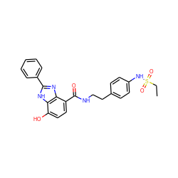 CCS(=O)(=O)Nc1ccc(CCNC(=O)c2ccc(O)c3[nH]c(-c4ccccc4)nc23)cc1 ZINC000084652924