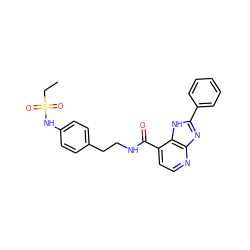 CCS(=O)(=O)Nc1ccc(CCNC(=O)c2ccnc3nc(-c4ccccc4)[nH]c23)cc1 ZINC000084671138