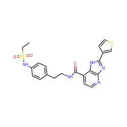 CCS(=O)(=O)Nc1ccc(CCNC(=O)c2ccnc3nc(-c4ccsc4)[nH]c23)cc1 ZINC000084651898