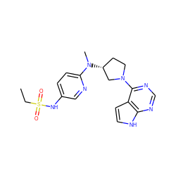 CCS(=O)(=O)Nc1ccc(N(C)[C@@H]2CCN(c3ncnc4[nH]ccc34)C2)nc1 ZINC000147009830