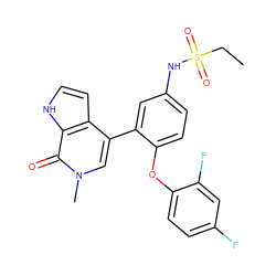 CCS(=O)(=O)Nc1ccc(Oc2ccc(F)cc2F)c(-c2cn(C)c(=O)c3[nH]ccc23)c1 ZINC000146486516