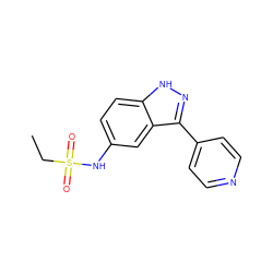 CCS(=O)(=O)Nc1ccc2[nH]nc(-c3ccncc3)c2c1 ZINC000474606212