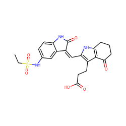 CCS(=O)(=O)Nc1ccc2c(c1)/C(=C/c1[nH]c3c(c1CCC(=O)O)C(=O)CCC3)C(=O)N2 ZINC000058574749