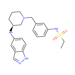 CCS(=O)(=O)Nc1cccc(CN2CCC[C@H](Nc3ccc4[nH]ncc4c3)C2)c1 ZINC000114336479