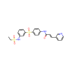 CCS(=O)(=O)Nc1cccc(S(=O)(=O)c2ccc(NC(=O)/C=C/c3cccnc3)cc2)c1 ZINC000142398473