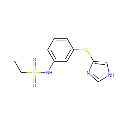 CCS(=O)(=O)Nc1cccc(Sc2c[nH]cn2)c1 ZINC000013580286