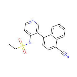 CCS(=O)(=O)Nc1ccncc1-c1ccc(C#N)c2ccccc12 ZINC001772596834