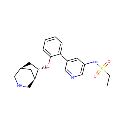 CCS(=O)(=O)Nc1cncc(-c2ccccc2O[C@H]2C[C@@H]3CNC[C@H]2C3)c1 ZINC000058534731