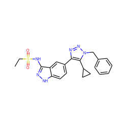 CCS(=O)(=O)Nc1n[nH]c2ccc(-c3nnn(Cc4ccccc4)c3C3CC3)cc12 ZINC000148364917