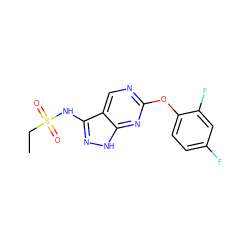 CCS(=O)(=O)Nc1n[nH]c2nc(Oc3ccc(F)cc3F)ncc12 ZINC000071410840