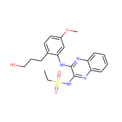 CCS(=O)(=O)Nc1nc2ccccc2nc1Nc1cc(OC)ccc1CCCO ZINC000147835744