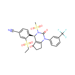 CCS(=O)(=O)c1cc(C#N)ccc1[C@@H]1C2=C(CCC2=O)N(c2cccc(C(F)(F)F)c2)C(=O)N1S(C)(=O)=O ZINC001772588295