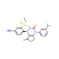 CCS(=O)(=O)c1cc(C#N)ccc1[C@@H]1C2=C(CCC2=O)N(c2cccc(C(F)F)c2)C(=O)N1C ZINC001772654210