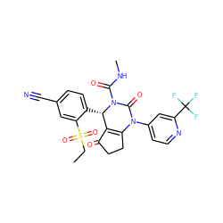 CCS(=O)(=O)c1cc(C#N)ccc1[C@H]1C2=C(CCC2=O)N(c2ccnc(C(F)(F)F)c2)C(=O)N1C(=O)NC ZINC001772638997