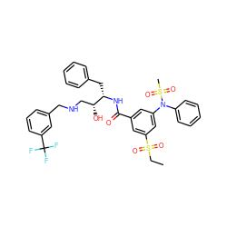 CCS(=O)(=O)c1cc(C(=O)N[C@@H](Cc2ccccc2)[C@H](O)CNCc2cccc(C(F)(F)F)c2)cc(N(c2ccccc2)S(C)(=O)=O)c1 ZINC000058468457