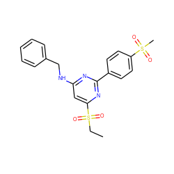 CCS(=O)(=O)c1cc(NCc2ccccc2)nc(-c2ccc(S(C)(=O)=O)cc2)n1 ZINC000029132659