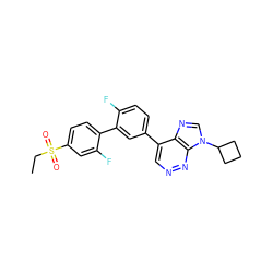 CCS(=O)(=O)c1ccc(-c2cc(-c3cnnc4c3ncn4C3CCC3)ccc2F)c(F)c1 ZINC000150030954