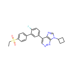 CCS(=O)(=O)c1ccc(-c2cc(-c3cnnc4c3ncn4C3CCC3)ccc2F)cc1 ZINC000150125992