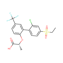 CCS(=O)(=O)c1ccc(-c2cc(C(F)(F)F)ccc2O[C@H](C)C(=O)O)c(Cl)c1 ZINC000071341305