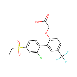 CCS(=O)(=O)c1ccc(-c2cc(C(F)(F)F)ccc2OCC(=O)O)c(Cl)c1 ZINC000071334652