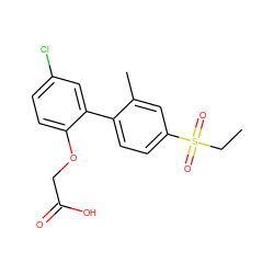 CCS(=O)(=O)c1ccc(-c2cc(Cl)ccc2OCC(=O)O)c(C)c1 ZINC000071340639