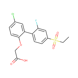 CCS(=O)(=O)c1ccc(-c2cc(Cl)ccc2OCC(=O)O)c(F)c1 ZINC000071331407