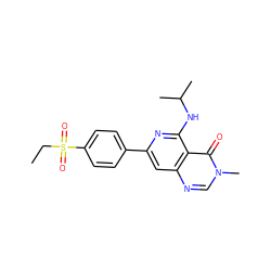 CCS(=O)(=O)c1ccc(-c2cc3ncn(C)c(=O)c3c(NC(C)C)n2)cc1 ZINC000115625060