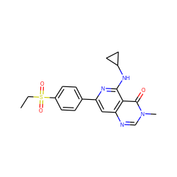 CCS(=O)(=O)c1ccc(-c2cc3ncn(C)c(=O)c3c(NC3CC3)n2)cc1 ZINC000115624128