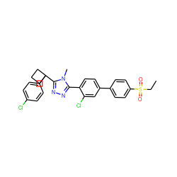 CCS(=O)(=O)c1ccc(-c2ccc(-c3nnc(C4(c5ccc(Cl)cc5)CCC4)n3C)c(Cl)c2)cc1 ZINC000049881784