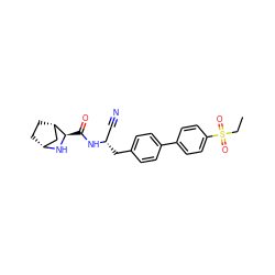 CCS(=O)(=O)c1ccc(-c2ccc(C[C@@H](C#N)NC(=O)[C@H]3N[C@@H]4CC[C@H]3C4)cc2)cc1 ZINC000221946675