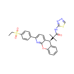 CCS(=O)(=O)c1ccc(-c2ccc3c(n2)Oc2ccccc2[C@@H]3C(C)(C)C(=O)Nc2nncs2)cc1 ZINC000073168673