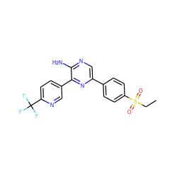 CCS(=O)(=O)c1ccc(-c2cnc(N)c(-c3ccc(C(F)(F)F)nc3)n2)cc1 ZINC000103252843