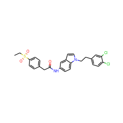 CCS(=O)(=O)c1ccc(CC(=O)Nc2ccc3c(ccn3CCc3ccc(Cl)c(Cl)c3)c2)cc1 ZINC000103239336